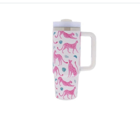 See ya, Cheetah 30oz Tumbler with Straw and Handle - Jane Marie