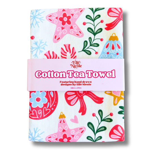 Cotton Tea Towel - Vintage Christmas