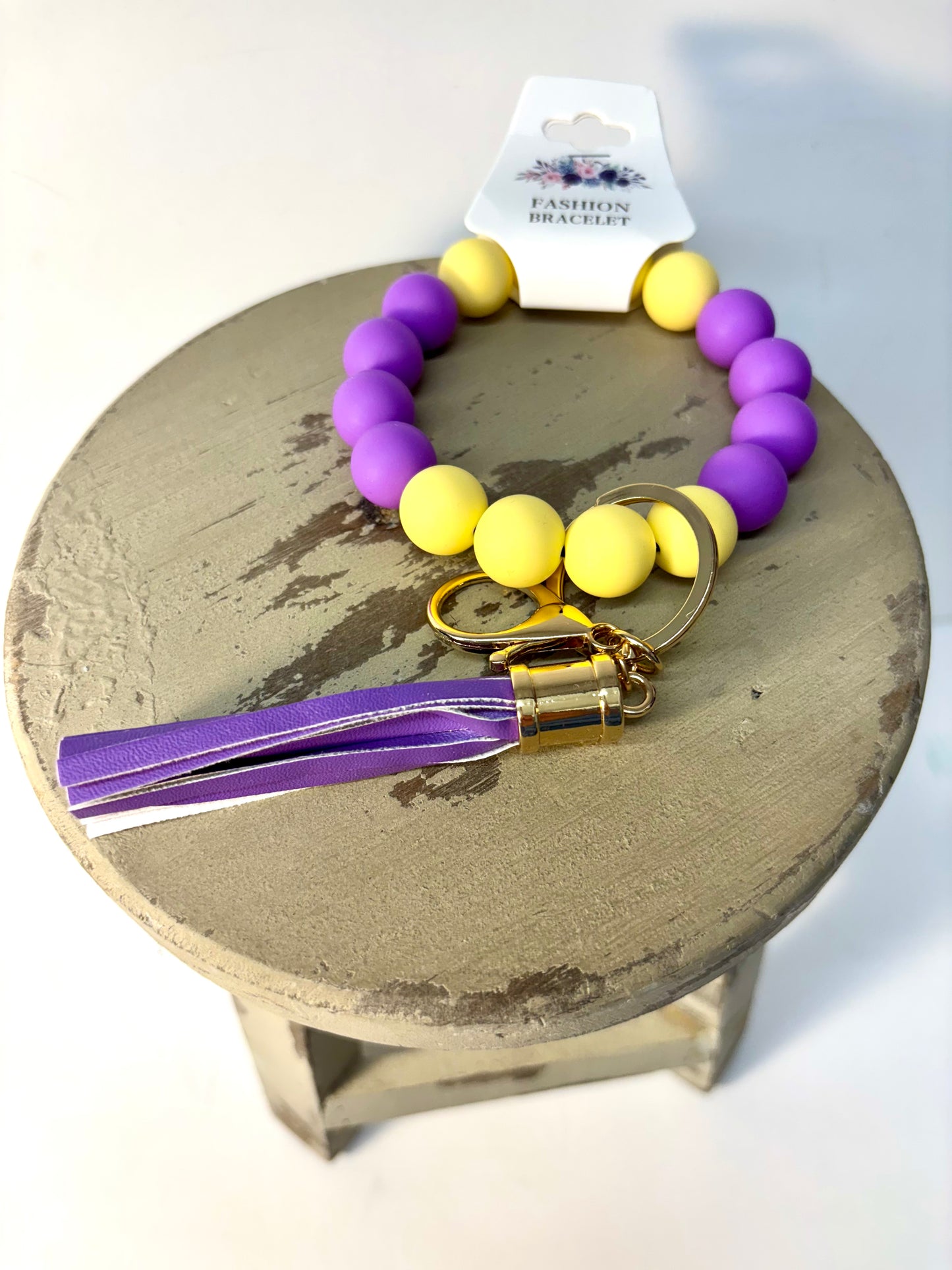 Silicone Beaded Keychain Bracelet