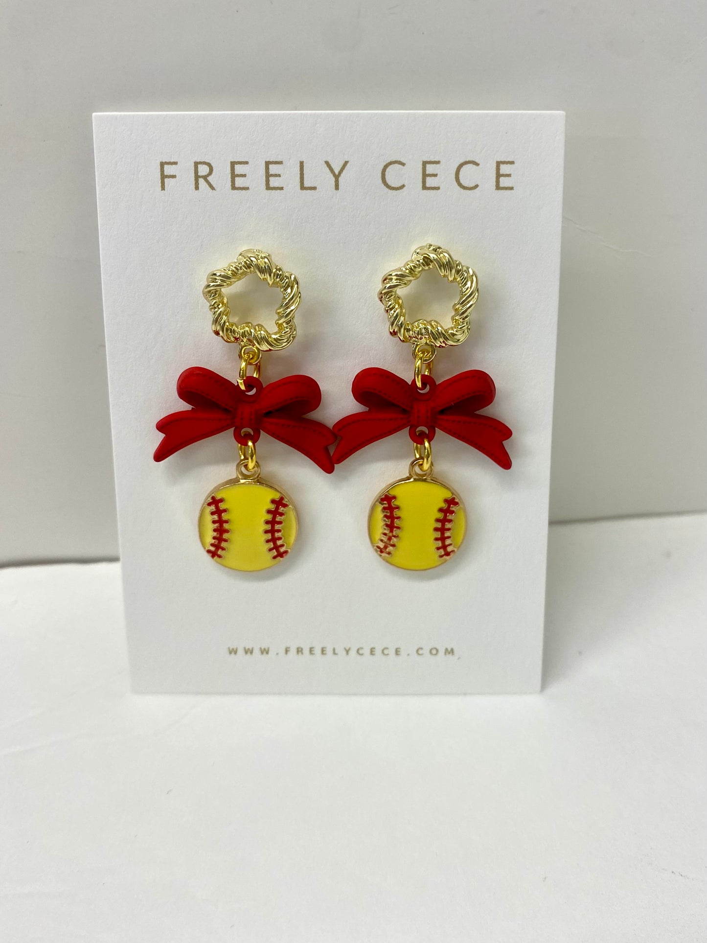 Softball Bow Earrings