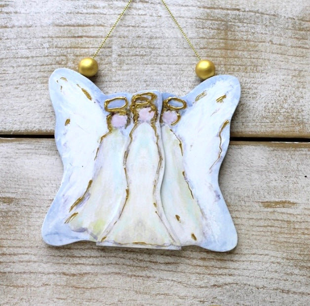 Angel Trio Ornament 6x5 Layered Cutout