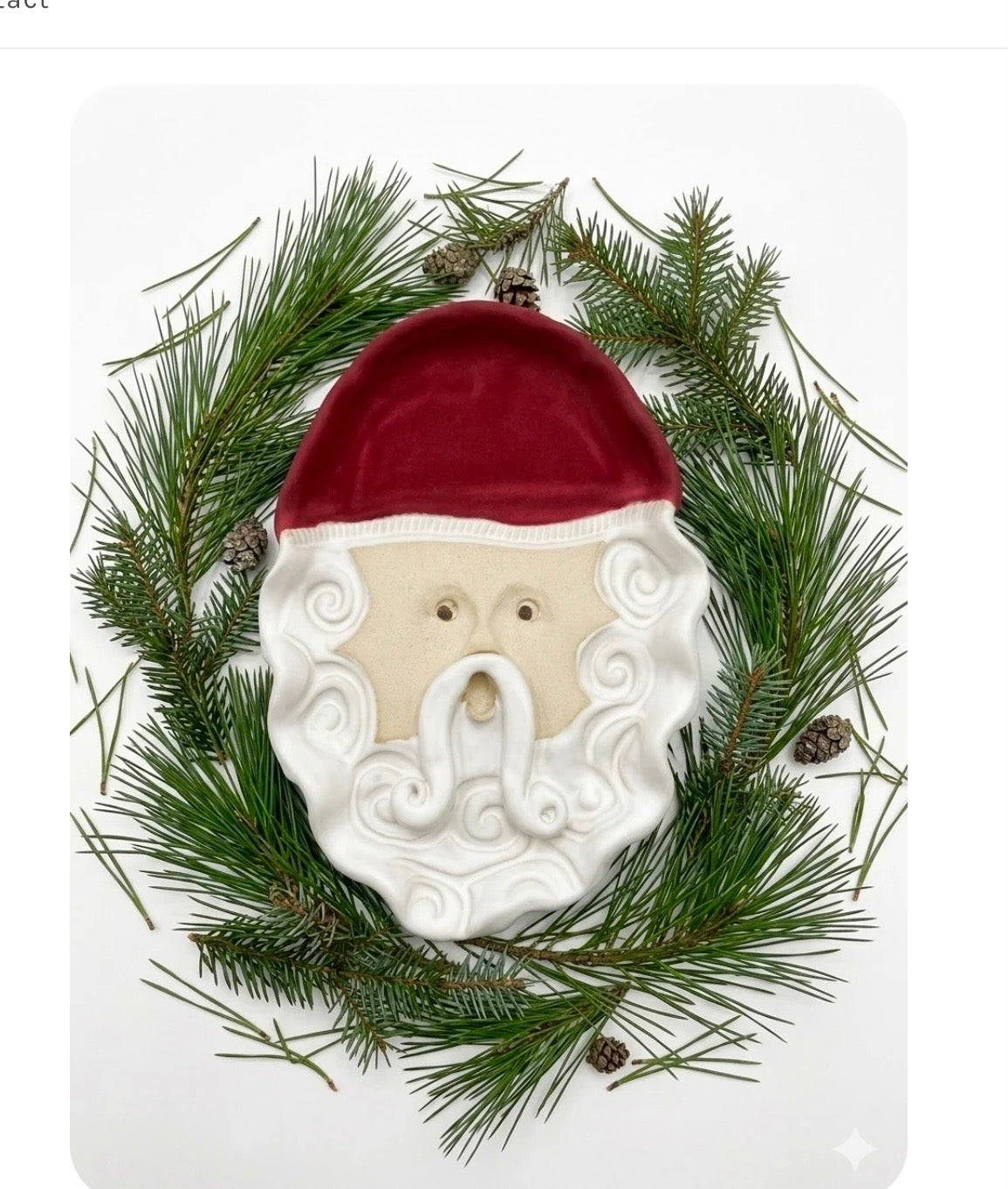 Santa Accent Plate 8.5x6” - Tab Boren Pottery #202