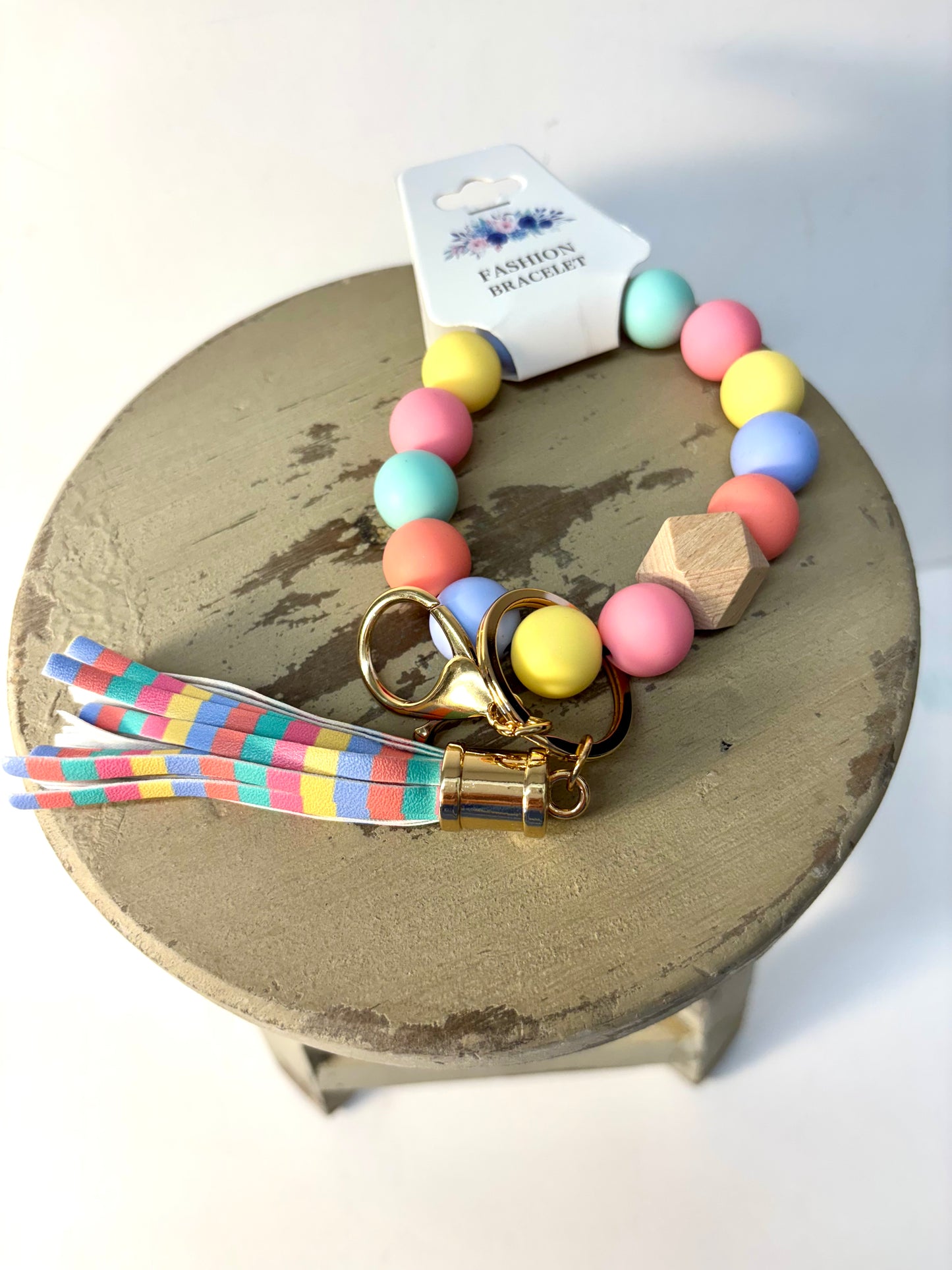 Silicone Beaded Keychain Bracelet