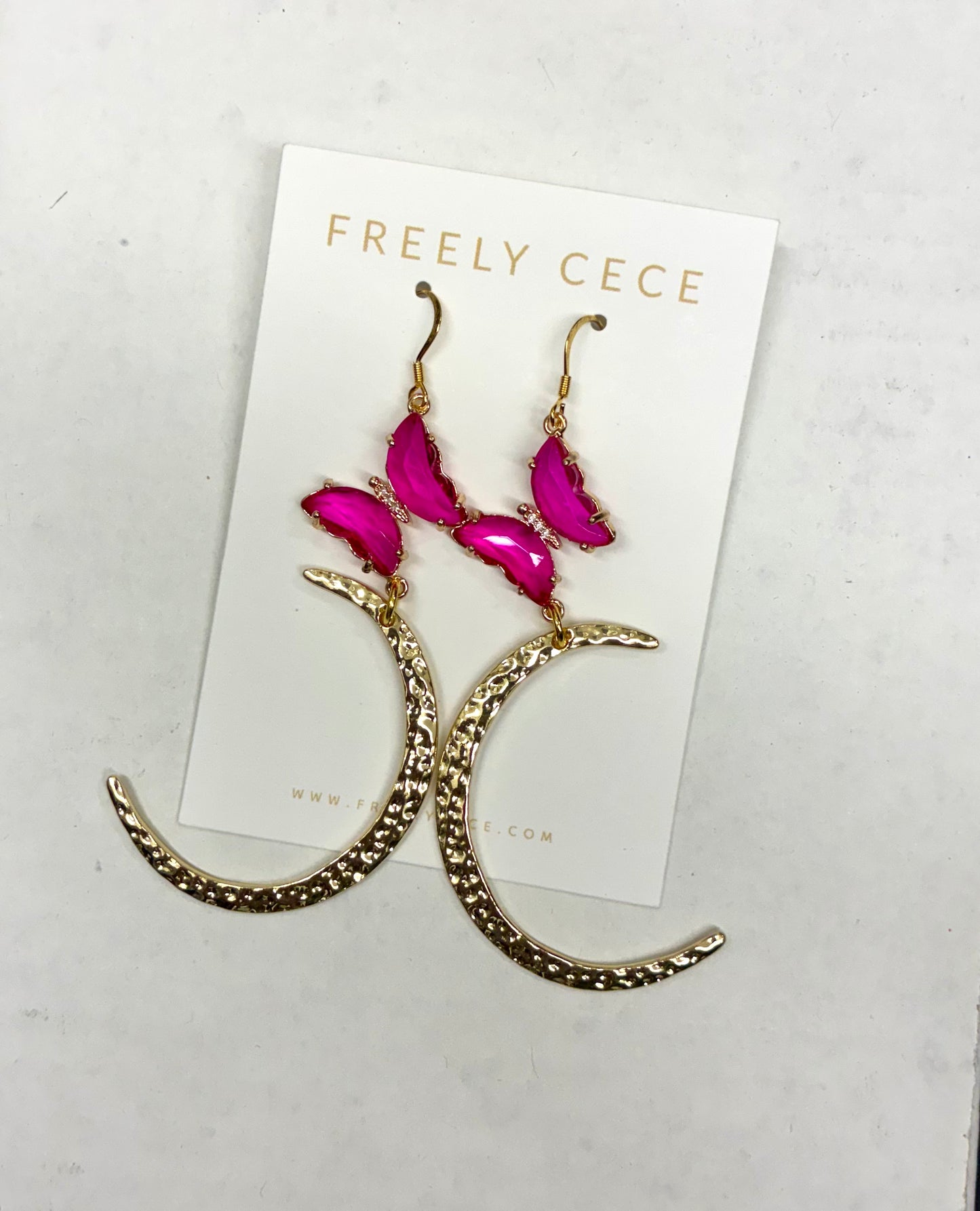 Gold Half Moon Butterfly Earrings / Freely CeCe
