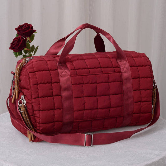 Quilted Puffer Weekender/Duffel Bag: Wine