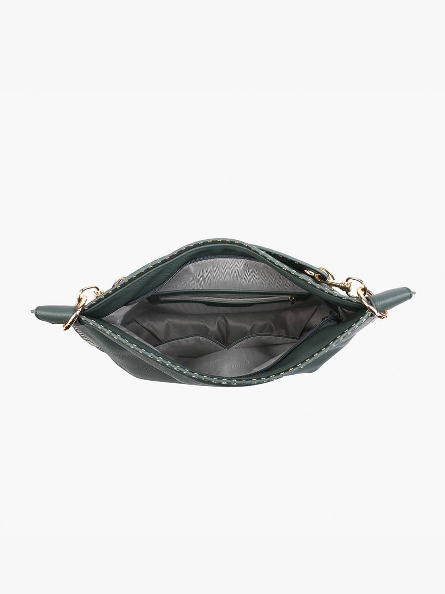 Carly Studded Slouchy Hobo w/ Long Strap: Olive  Jen & Co.