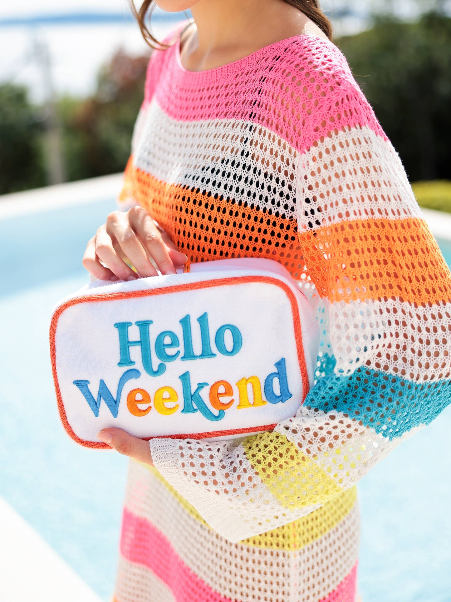 CABANA "HELLO WEEKEND" MEDIUM ZIP POUCH