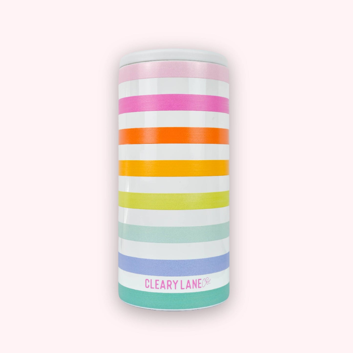 12oz Skinny Can Coolers | Choose Your Color: White Rainbow Flowers