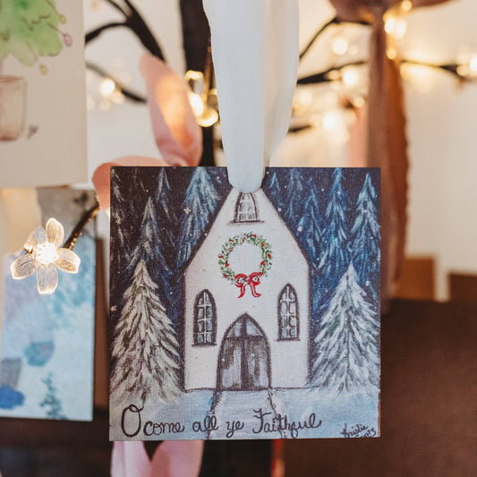 KRISTIE'S O COME ALL YE FAITHFUL ORNAMENT: 3"x6"