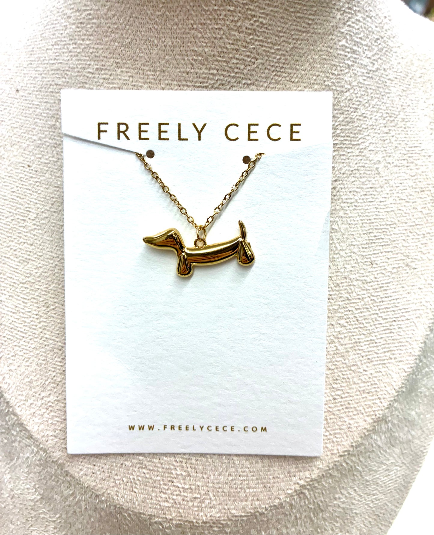 Gold Necklace with Gold Weenie Dog Pendant