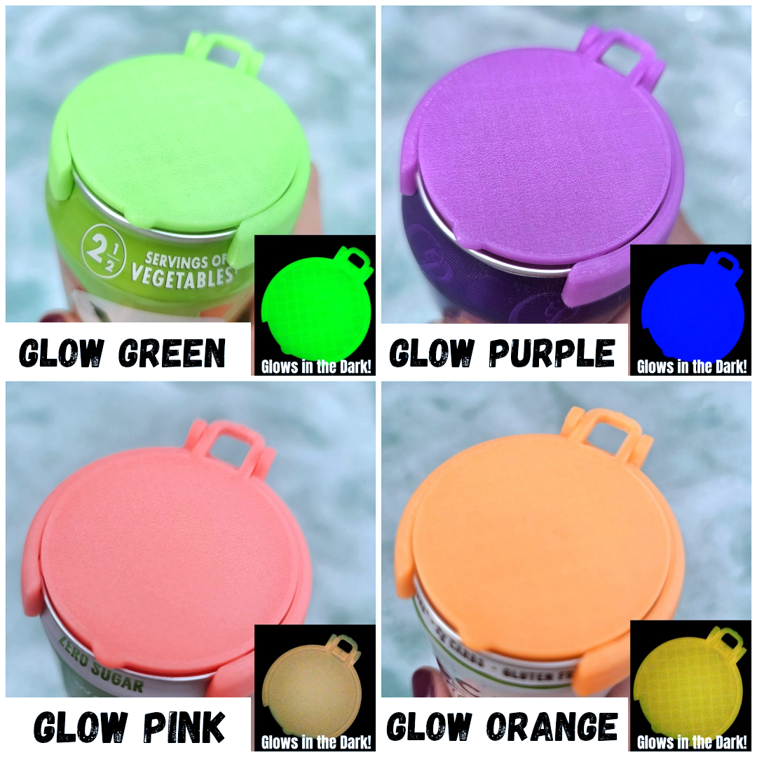 12 oz Can Lids, Can Topper, Cover: Green- Glows Green