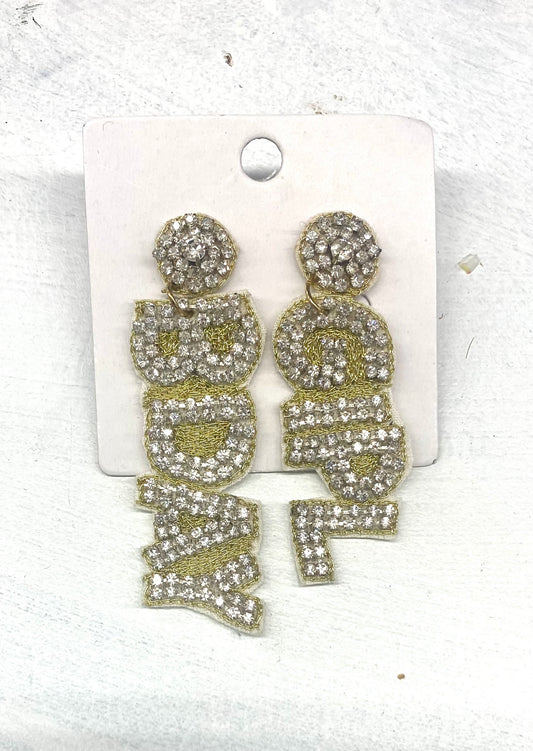 Bday Girl Earrings with Rhinestones