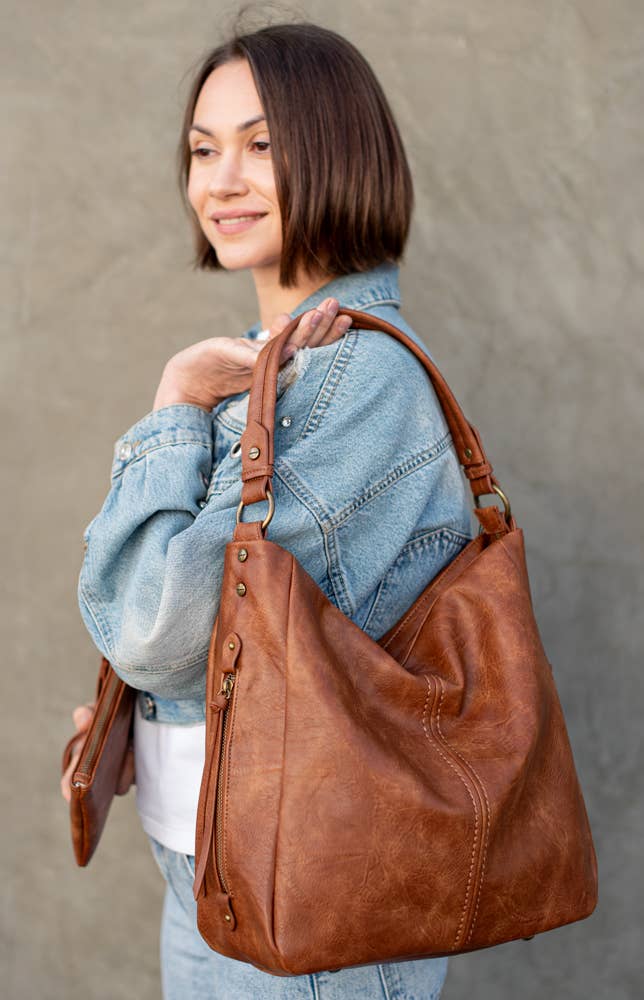 Liz Soto Madison 3321 Hobo with detachable wristlet: Denim