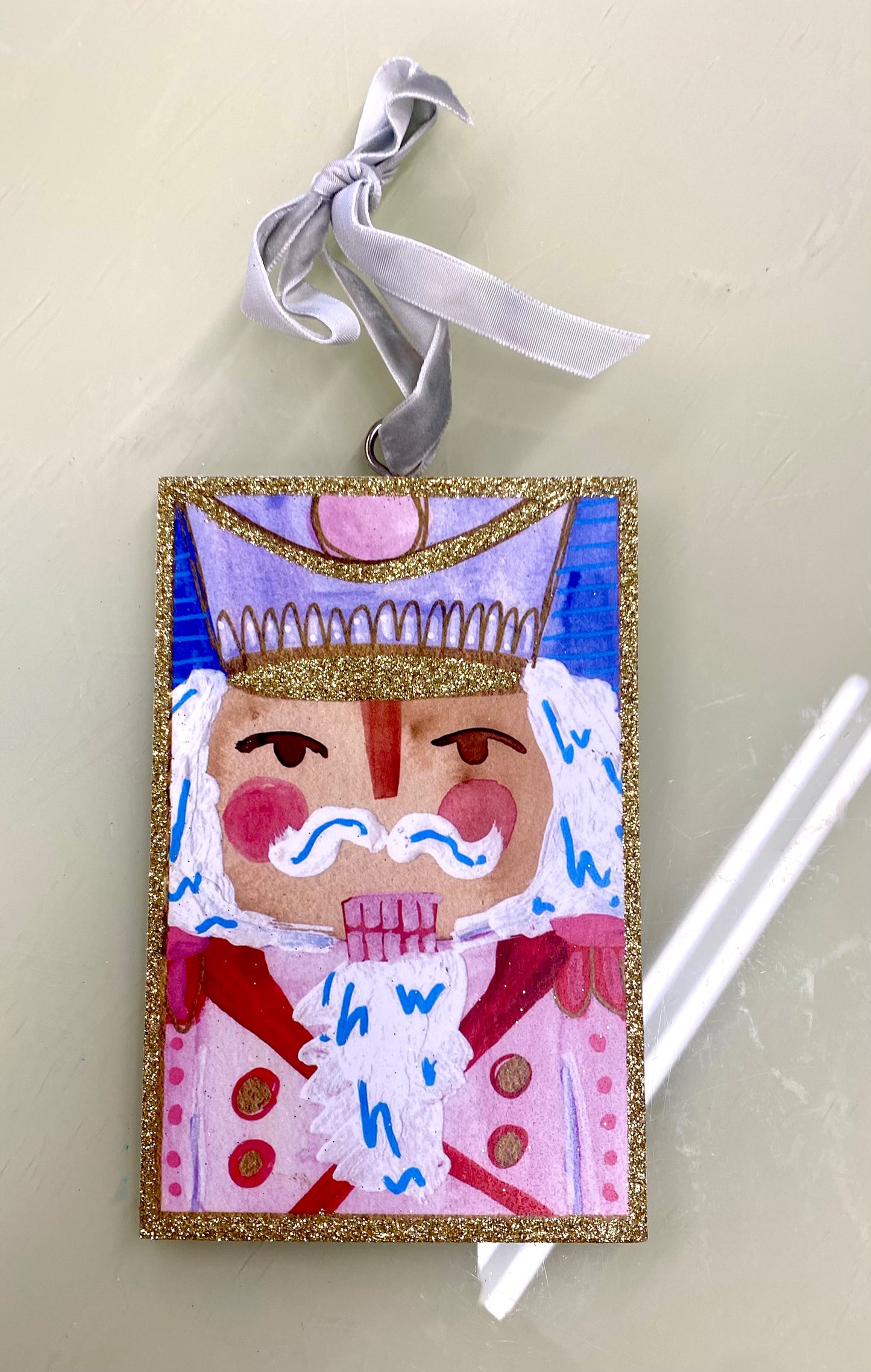 Glitter Wood Nutcracker Assort. Ornaments 3.5x5.5”