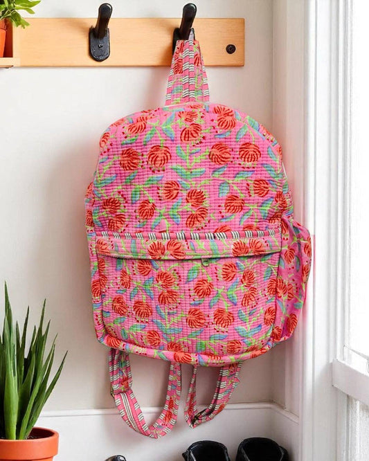 Georgina Pink Floral Print Backpack
