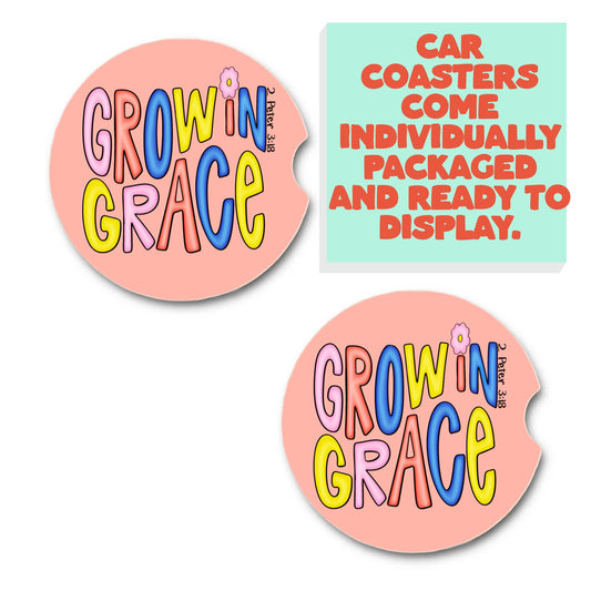 Grow in Grace car coasters