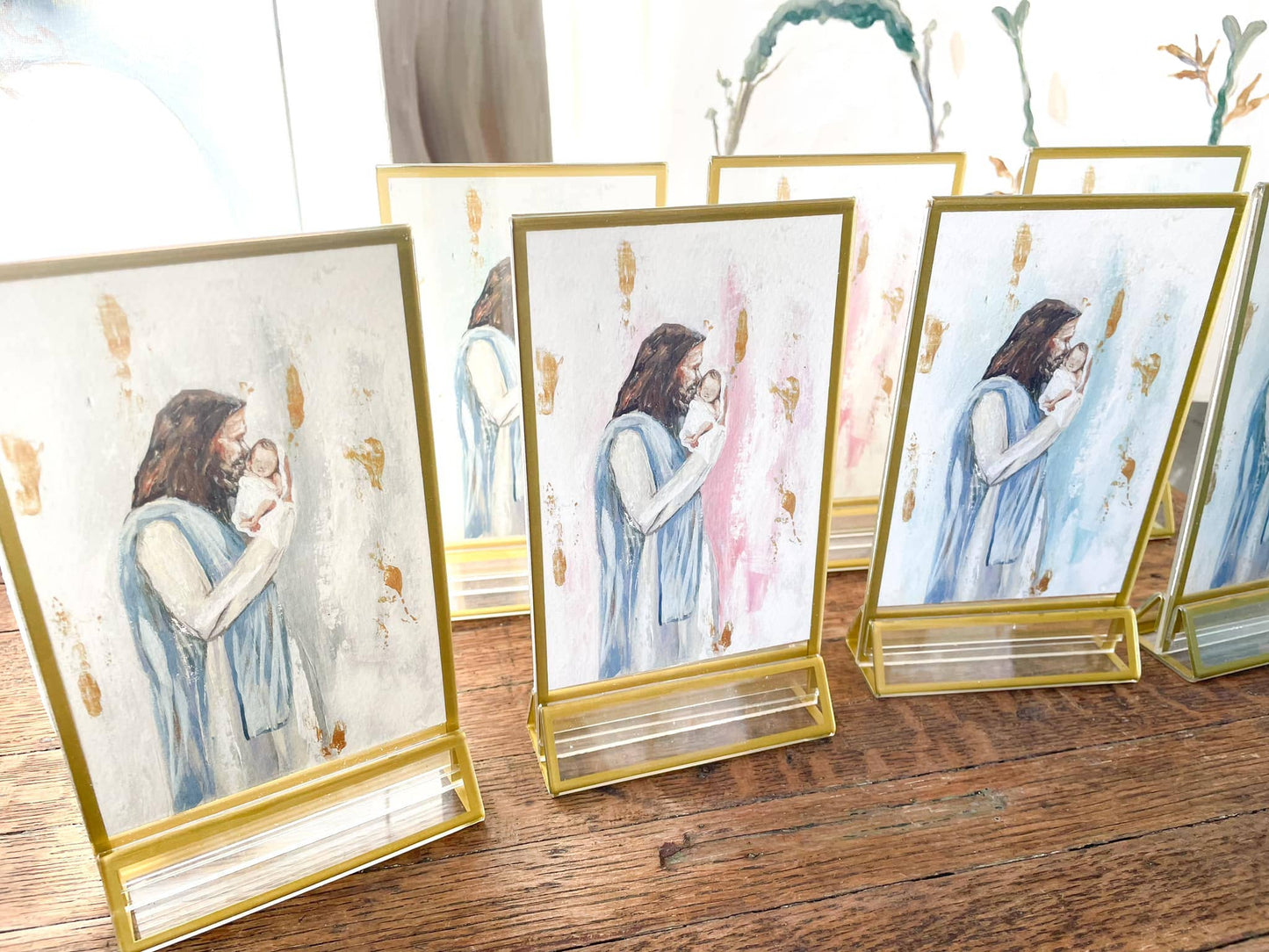 Jesus and Baby 'I Knew You' in Acrylic Gold Frame 4x6: Gray