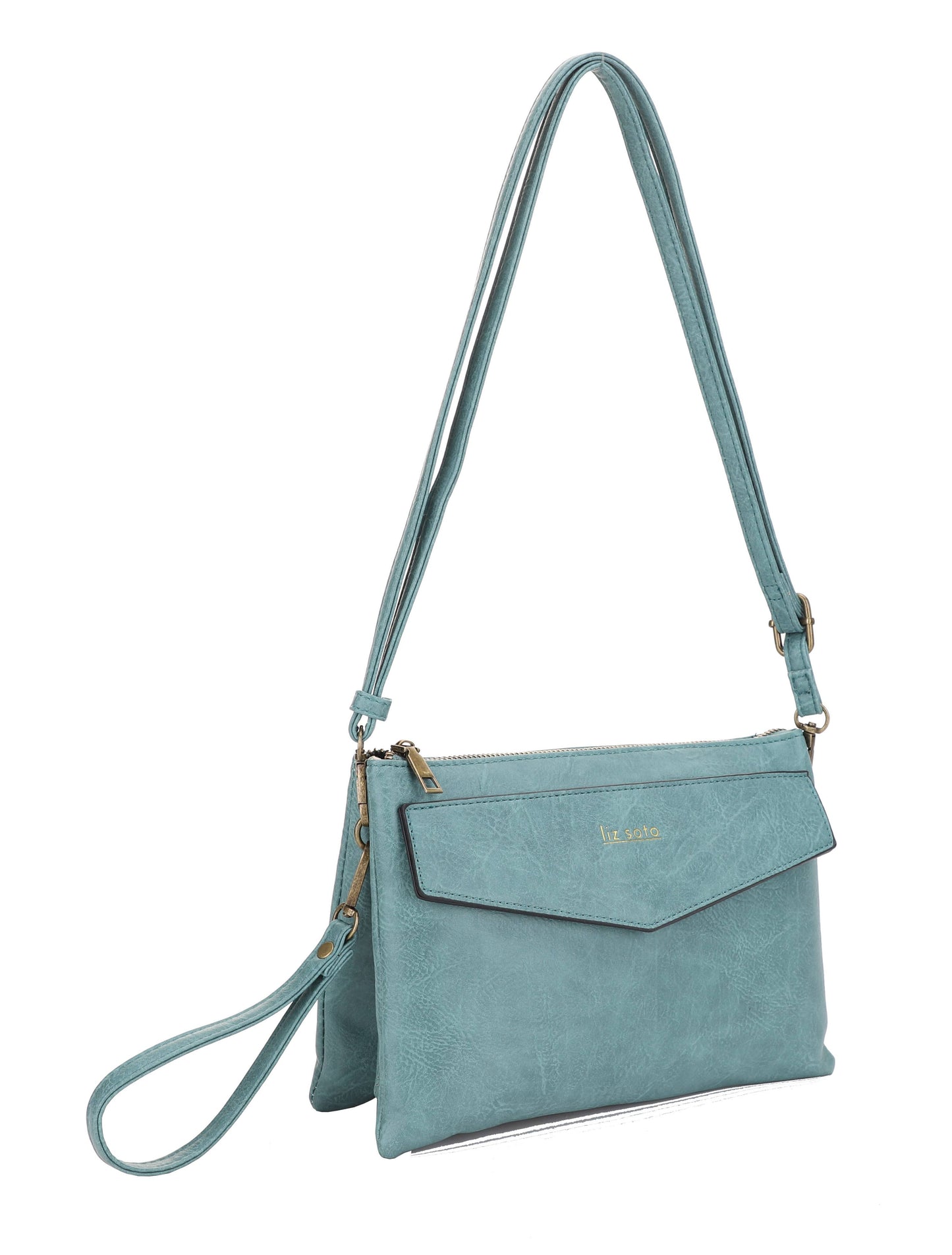Liz Soto Lexi 3318 cross body with wristlet: Almond