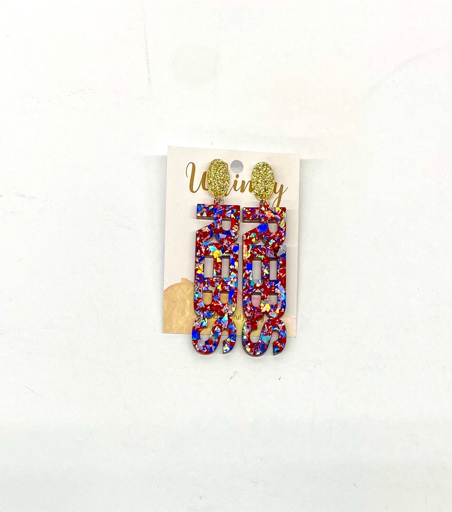 “REBS” Ole Miss Earrings with gold post /  Whimsy Jewels