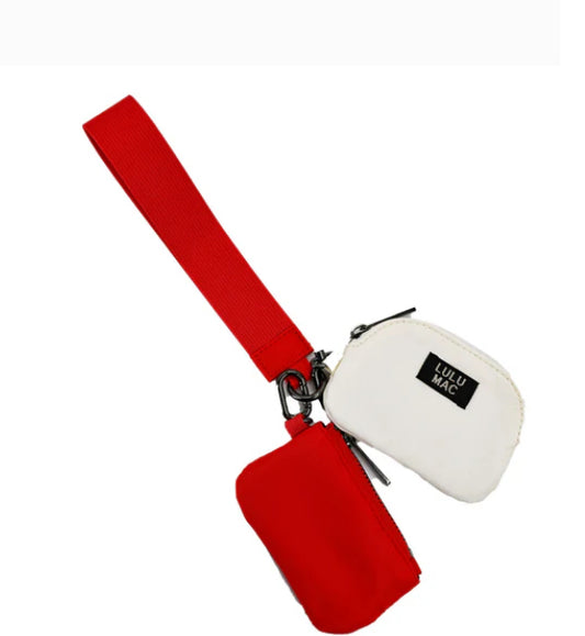 LULU MAC Cardinal/Ivory Double Pouch Wristlets