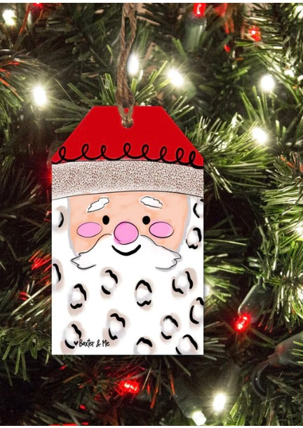 Square Face Santa Gift Tag Ornament - Baxter & Me