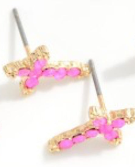 Rhinestone Studded Cross Earrings