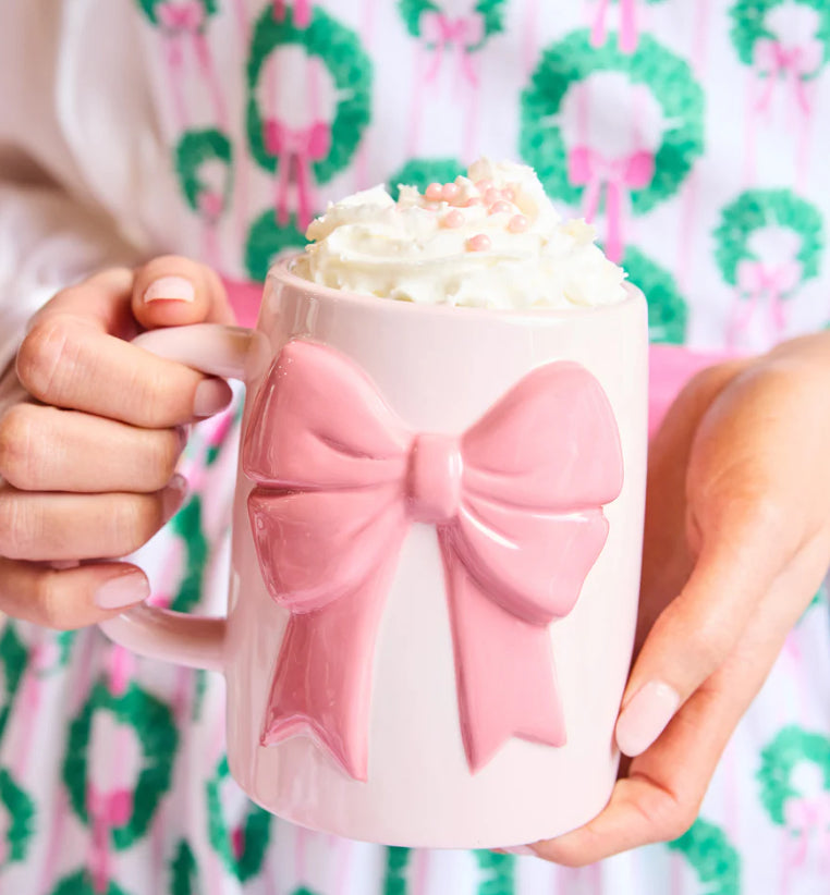 Ceramic Bow Mug - Blue or Pink - Mary Square