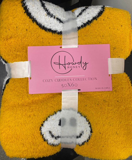 Howdy Honey Cozy Cuddles Collection Smiley Blanket