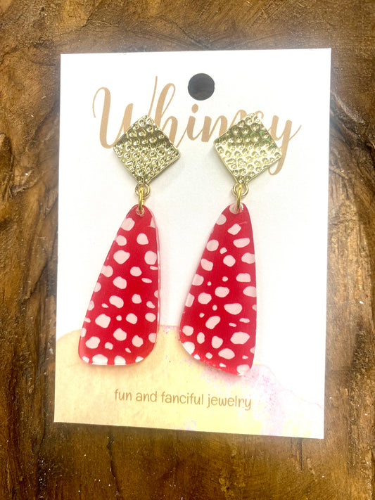 Red & white earrings w/ gold / Whimsy Jewels