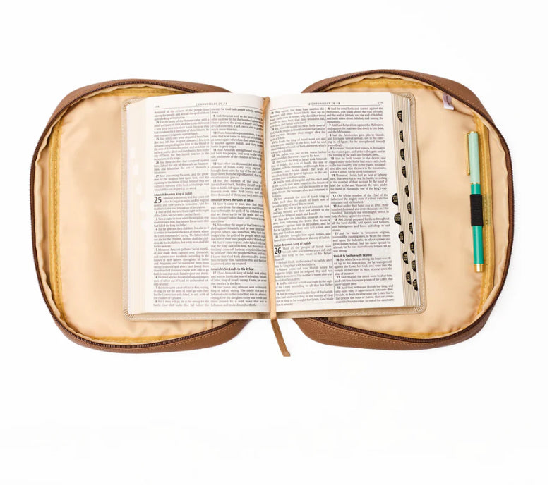 Bible Cover - Camel Faux Leather - Mary Square