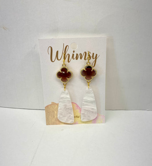 White And Maroon Earrings / Whimsy Jewels