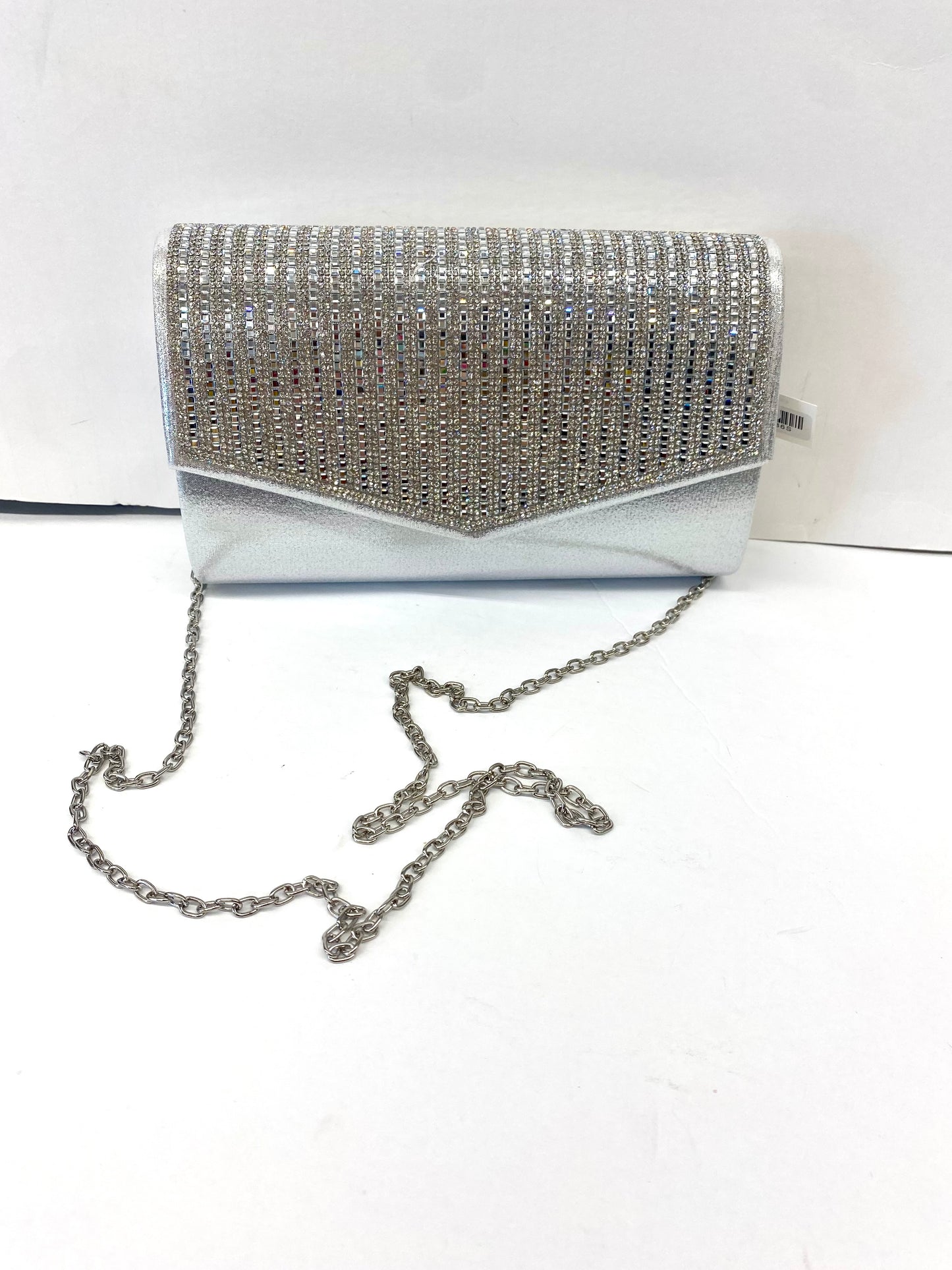 Rhinestone Studded Envelope Clutch Bag / Black or Silver