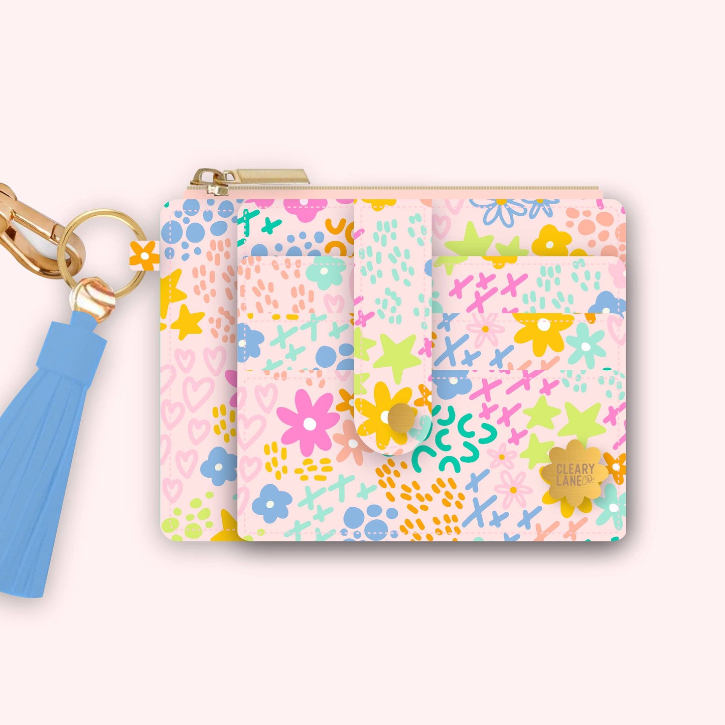 Wallet Keychain | Blush Rainbow Garden