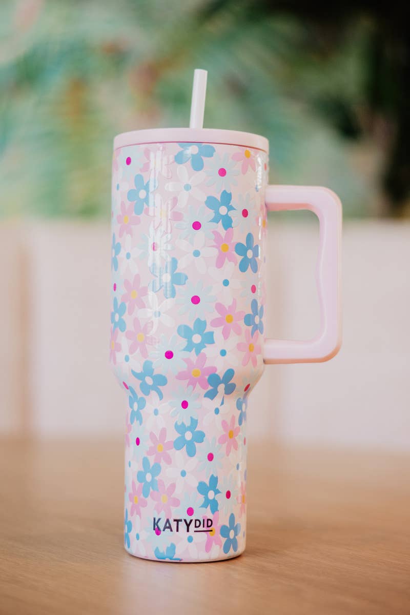 Dainty Florals 38 Oz Stainless Steel Tumbler: Light Pink