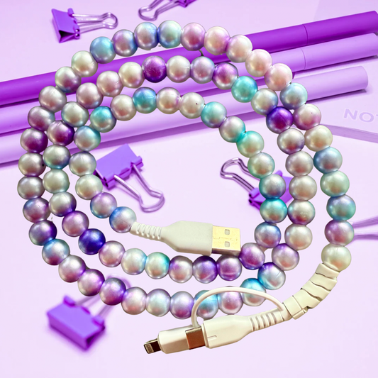 Purple & Blue Ombré Pearl Beaded Charger