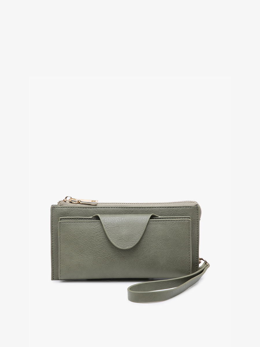 Kyla RFID Wallet w/ Snap Closure: Grey  Jen & Co.