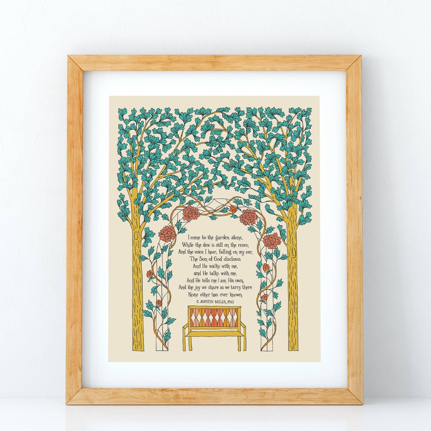 In the Garden Gospel Song Art Print - Cream