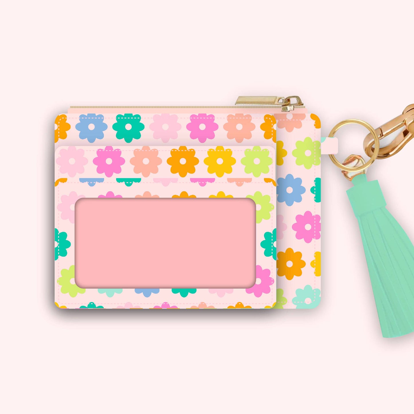 Wallet Keychain | Blush Rainbow Flowers