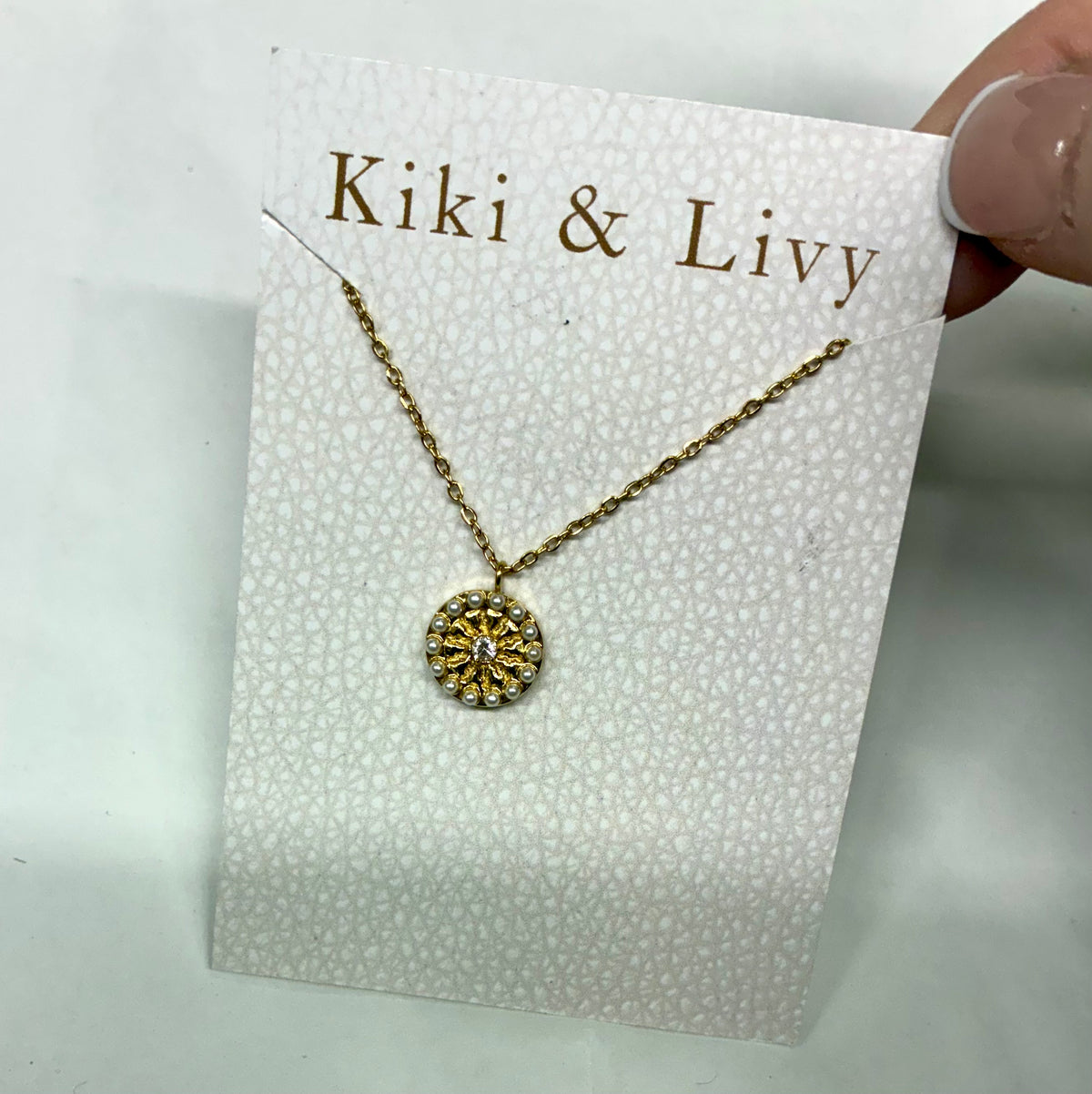 Dainty Pearls Gold Circle with Stone