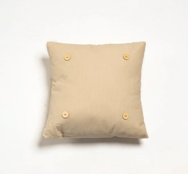 Lucky Bird Square Natural and White Washed Button Pillows