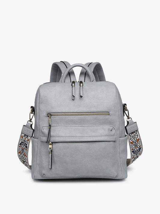 Amelia Convertible Backpack w/ Guitar Strap: Dusty Blue  Jen & Co.