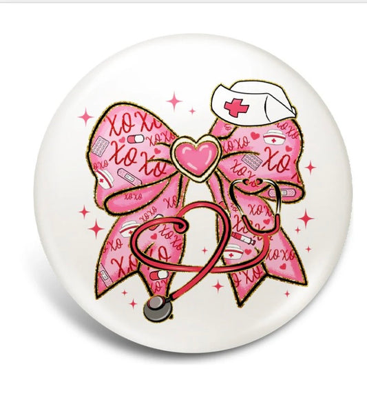 Nurse Valentine Bow - Badge Reel
