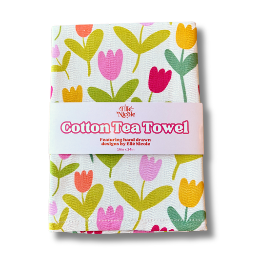 Cotton Tea Towel - Tulips *new and improved*