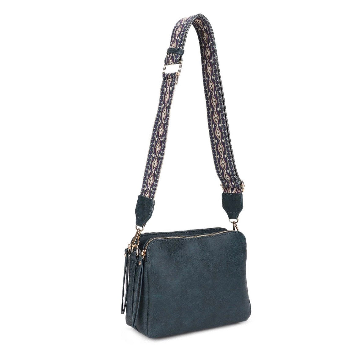Mila 3 Compartment Crossbody Bag With Guitar Strap