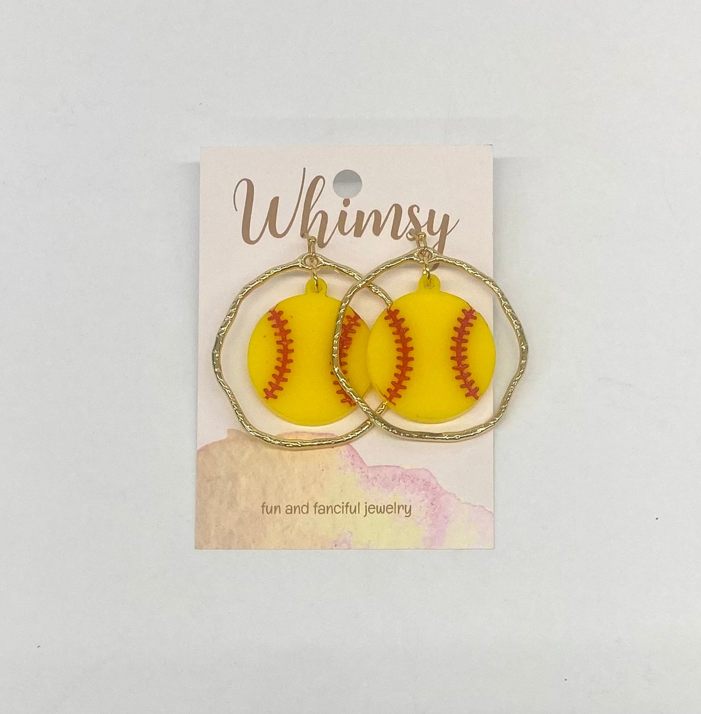 Gold Softball Earrings / Whimsy Jewels