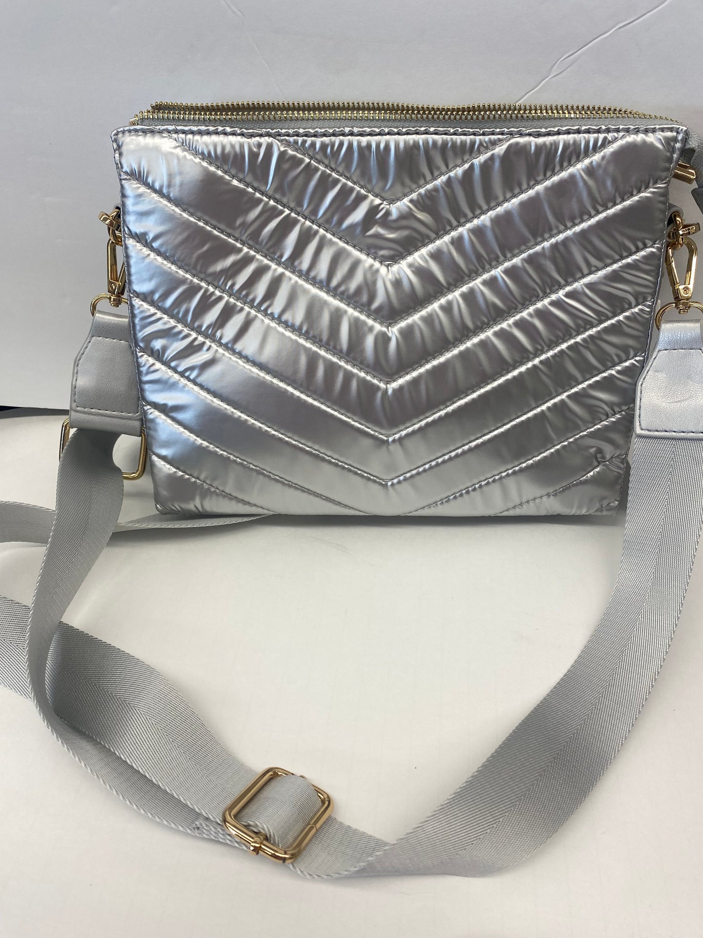 Caroline Hill Silver Quilted Crossbody