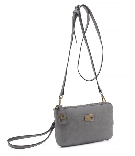 Tina 3307 cross-body, wallet, cell phone and wristlet: Dark Grey / Cross body