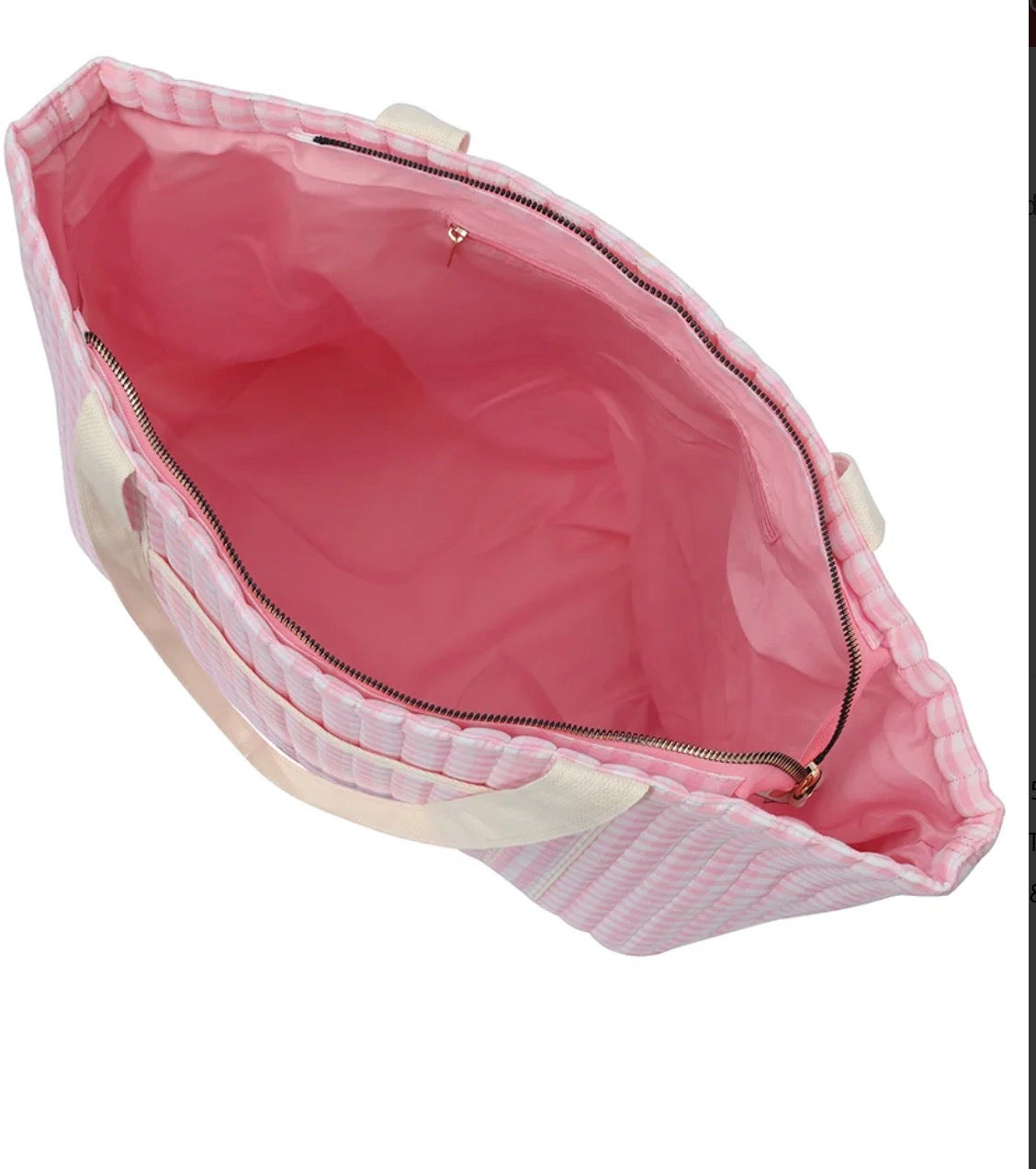 Pink Plaid Quilted Tote Bag with Shoulder Straps