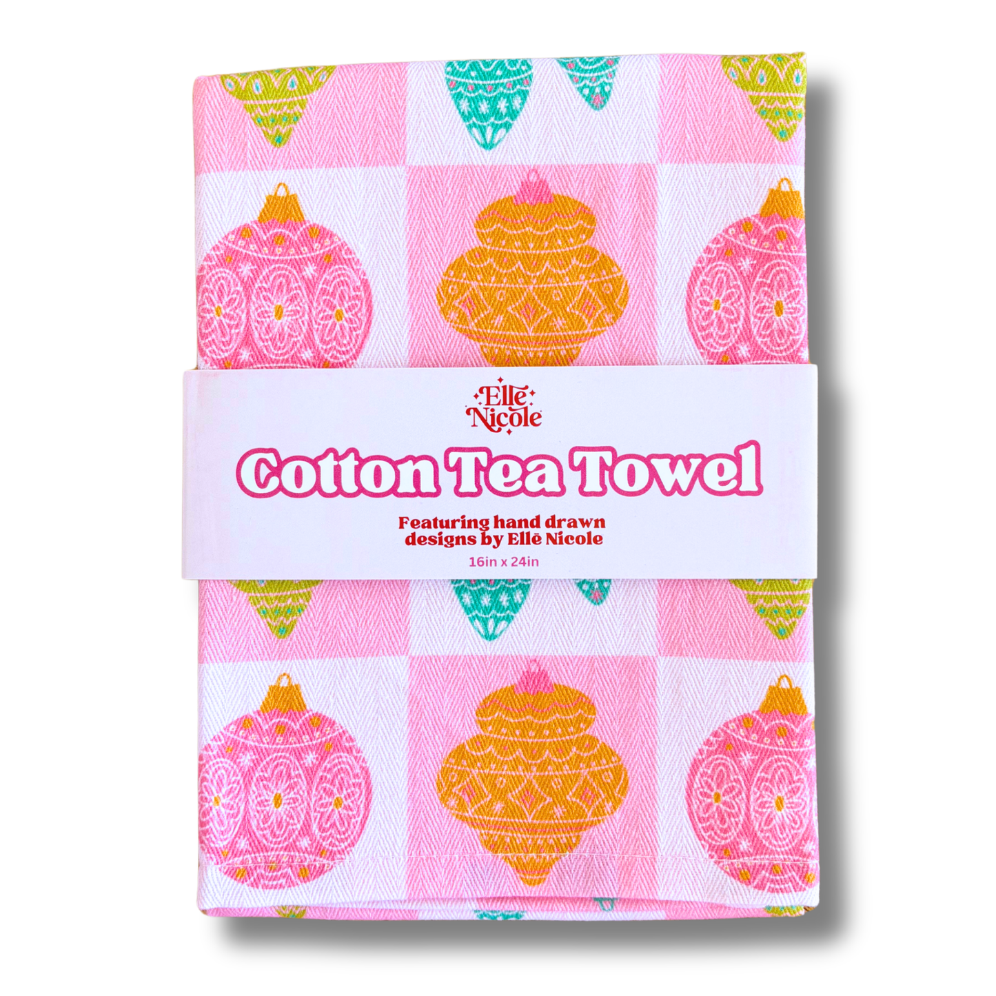 Cotton Tea Towel - Christmas Ornaments