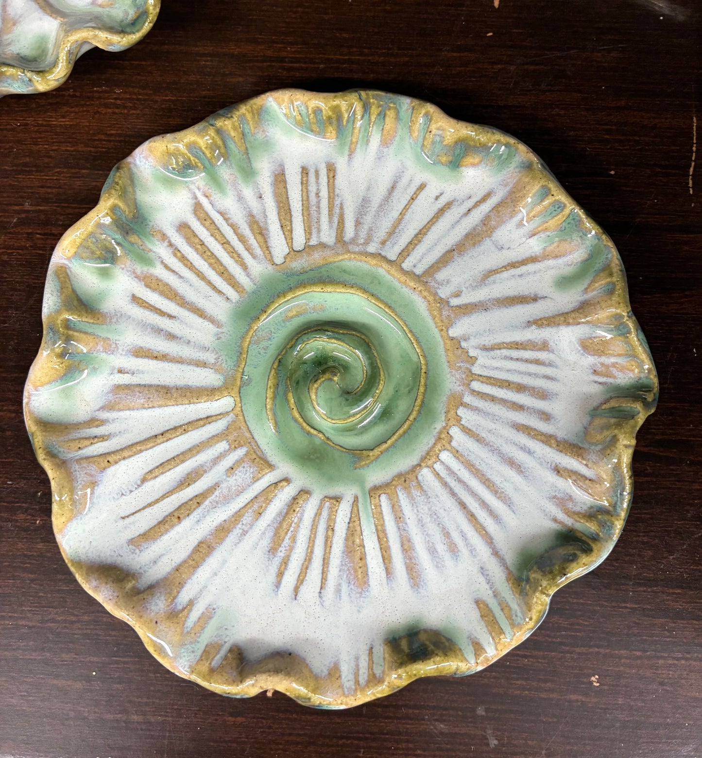 Scalloped Flower Dish Tab Boren Pottery